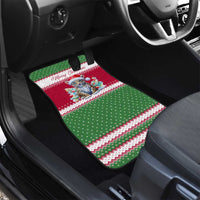 Suriname Christmas Car Mats with Red-Green Knit Pattern, Yellow Star, and Santa Leopard Motif - Wonder Print Shop
