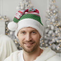 Suriname Christmas Santa Hat with Red-Green Knit Pattern, Yellow Star, and Santa Leopard Motif - Wonder Print Shop