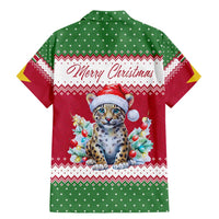 Suriname Christmas Family Matching Mermaid Dress and Hawaiian Shirt with Red-Green Knit Pattern, Yellow Star, and Santa Leopard Motif - Wonder Print Shop