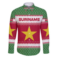Suriname Christmas Family Matching Puletasi and Hawaiian Shirt with Red-Green Knit Pattern, Yellow Star, and Santa Leopard Motif - Wonder Print Shop