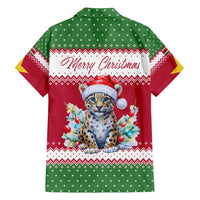 Suriname Christmas Family Matching Tank Maxi Dress and Hawaiian Shirt with Red-Green Knit Pattern, Yellow Star, and Santa Leopard Motif - Wonder Print Shop
