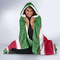 Suriname Christmas Hooded Blanket with Red-Green Knit Pattern, Yellow Star, and Santa Leopard Motif - Wonder Print Shop