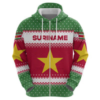 Suriname Christmas Hoodie with Red-Green Knit Pattern, Yellow Star, and Santa Leopard Motif - Wonder Print Shop