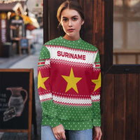 Suriname Christmas Ugly Christmas Sweater with Red-Green Knit Pattern, Yellow Star, and Santa Leopard Motif - Wonder Print Shop