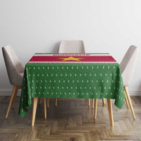 Suriname Christmas Tablecloth with Red-Green Knit Pattern, Yellow Star, and Santa Leopard Motif - Wonder Print Shop