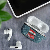 Syria Christmas AirPods Case with National Flag Motif, Coat of Arms Eagle, and Festive Snowflake Pattern - Wonder Print Shop