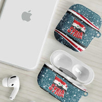 Syria Christmas AirPods Case with National Flag Motif, Coat of Arms Eagle, and Festive Snowflake Pattern - Wonder Print Shop