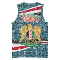 Syria Christmas Basketball Jersey with National Flag Motif, Coat of Arms Eagle, and Festive Snowflake Pattern - Wonder Print Shop
