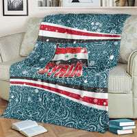 Syria Christmas Blanket with National Flag Motif, Coat of Arms Eagle, and Festive Snowflake Pattern - Wonder Print Shop