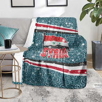 Syria Christmas Blanket with National Flag Motif, Coat of Arms Eagle, and Festive Snowflake Pattern - Wonder Print Shop
