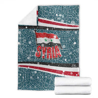Syria Christmas Blanket with National Flag Motif, Coat of Arms Eagle, and Festive Snowflake Pattern - Wonder Print Shop