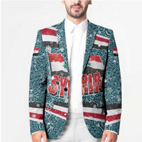 Syria Christmas Blazer with National Flag Motif, Coat of Arms Eagle, and Festive Snowflake Pattern - Wonder Print Shop