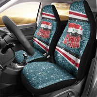 Syria Christmas Car Seat Cover with National Flag Motif, Coat of Arms Eagle, and Festive Snowflake Pattern - Wonder Print Shop