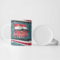 Syria Christmas Ceramic Mug with National Flag Motif, Coat of Arms Eagle, and Festive Snowflake Pattern - Wonder Print Shop