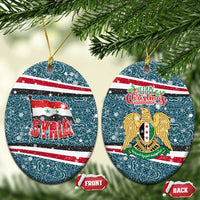 Syria Christmas Ceramic Ornament with National Flag Motif, Coat of Arms Eagle, and Festive Snowflake Pattern - Wonder Print Shop