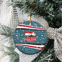 Syria Christmas Ceramic Ornament with National Flag Motif, Coat of Arms Eagle, and Festive Snowflake Pattern - Wonder Print Shop