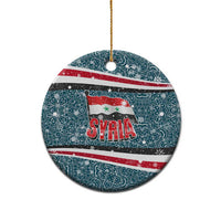 Syria Christmas Ceramic Ornament with National Flag Motif, Coat of Arms Eagle, and Festive Snowflake Pattern - Wonder Print Shop
