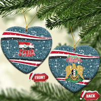 Syria Christmas Ceramic Ornament with National Flag Motif, Coat of Arms Eagle, and Festive Snowflake Pattern - Wonder Print Shop