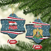 Syria Christmas Ceramic Ornament with National Flag Motif, Coat of Arms Eagle, and Festive Snowflake Pattern - Wonder Print Shop