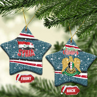 Syria Christmas Ceramic Ornament with National Flag Motif, Coat of Arms Eagle, and Festive Snowflake Pattern - Wonder Print Shop