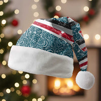 Syria Christmas Santa Hat with National Flag Motif, Coat of Arms Eagle, and Festive Snowflake Pattern - Wonder Print Shop