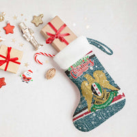 Syria Christmas Stocking with National Flag Motif, Coat of Arms Eagle, and Festive Snowflake Pattern - Wonder Print Shop