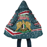 Syria Christmas Cloak with National Flag Motif, Coat of Arms Eagle, and Festive Snowflake Pattern - Wonder Print Shop