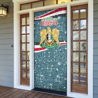 Syria Christmas Door Cover with National Flag Motif, Coat of Arms Eagle, and Festive Snowflake Pattern - Wonder Print Shop