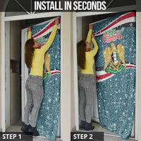 Syria Christmas Door Cover with National Flag Motif, Coat of Arms Eagle, and Festive Snowflake Pattern - Wonder Print Shop