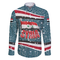 Syria Christmas Family Matching Puletasi and Hawaiian Shirt with National Flag Motif, Coat of Arms Eagle, and Festive Snowflake Pattern - Wonder Print Shop