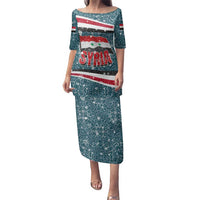 Syria Christmas Family Matching Puletasi and Hawaiian Shirt with National Flag Motif, Coat of Arms Eagle, and Festive Snowflake Pattern - Wonder Print Shop