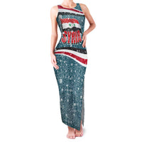Syria Christmas Family Matching Tank Maxi Dress and Hawaiian Shirt with National Flag Motif, Coat of Arms Eagle, and Festive Snowflake Pattern - Wonder Print Shop