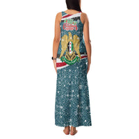 Syria Christmas Family Matching Tank Maxi Dress and Hawaiian Shirt with National Flag Motif, Coat of Arms Eagle, and Festive Snowflake Pattern - Wonder Print Shop