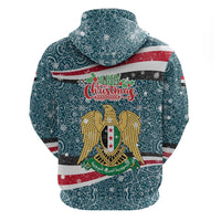 Syria Christmas Hoodie with National Flag Motif, Coat of Arms Eagle, and Festive Snowflake Pattern - Wonder Print Shop