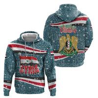 Syria Christmas Hoodie with National Flag Motif, Coat of Arms Eagle, and Festive Snowflake Pattern - Wonder Print Shop