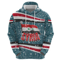 Syria Christmas Hoodie with National Flag Motif, Coat of Arms Eagle, and Festive Snowflake Pattern - Wonder Print Shop