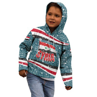 Syria Christmas Kid Hoodie with National Flag Motif, Coat of Arms Eagle, and Festive Snowflake Pattern - Wonder Print Shop
