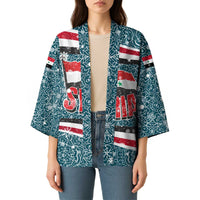 Syria Christmas Kimono with National Flag Motif, Coat of Arms Eagle, and Festive Snowflake Pattern - Wonder Print Shop