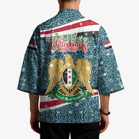Syria Christmas Kimono with National Flag Motif, Coat of Arms Eagle, and Festive Snowflake Pattern - Wonder Print Shop