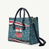 Syria Christmas Leather Bag with National Flag Motif, Coat of Arms Eagle, and Festive Snowflake Pattern - Wonder Print Shop