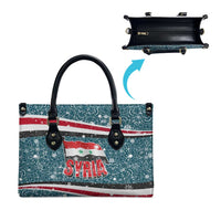 Syria Christmas Leather Bag with National Flag Motif, Coat of Arms Eagle, and Festive Snowflake Pattern - Wonder Print Shop