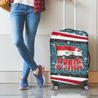 Syria Christmas Luggage Cover with National Flag Motif, Coat of Arms Eagle, and Festive Snowflake Pattern - Wonder Print Shop