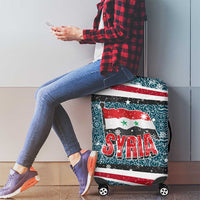 Syria Christmas Luggage Cover with National Flag Motif, Coat of Arms Eagle, and Festive Snowflake Pattern - Wonder Print Shop