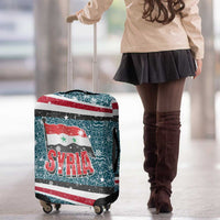 Syria Christmas Luggage Cover with National Flag Motif, Coat of Arms Eagle, and Festive Snowflake Pattern - Wonder Print Shop
