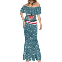 Syria Christmas Mermaid Dress with National Flag Motif, Coat of Arms Eagle, and Festive Snowflake Pattern - Wonder Print Shop