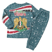 Syria Christmas Pajama Set with National Flag Motif, Coat of Arms Eagle, and Festive Snowflake Pattern - Wonder Print Shop