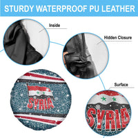 Syria Christmas Spare Tire Cover with National Flag Motif, Coat of Arms Eagle, and Festive Snowflake Pattern - Wonder Print Shop