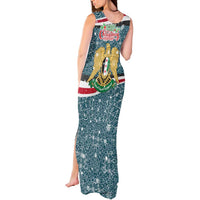 Syria Christmas Tank Maxi Dress with National Flag Motif, Coat of Arms Eagle, and Festive Snowflake Pattern - Wonder Print Shop