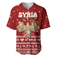 Syria Christmas Baseball Jersey with Golden Eagle Emblem Christmas Camel Scene - Wonder Print Shop