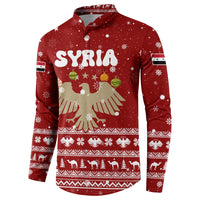 Syria Christmas Button Sweatshirt with Golden Eagle Emblem Christmas Camel Scene - Wonder Print Shop